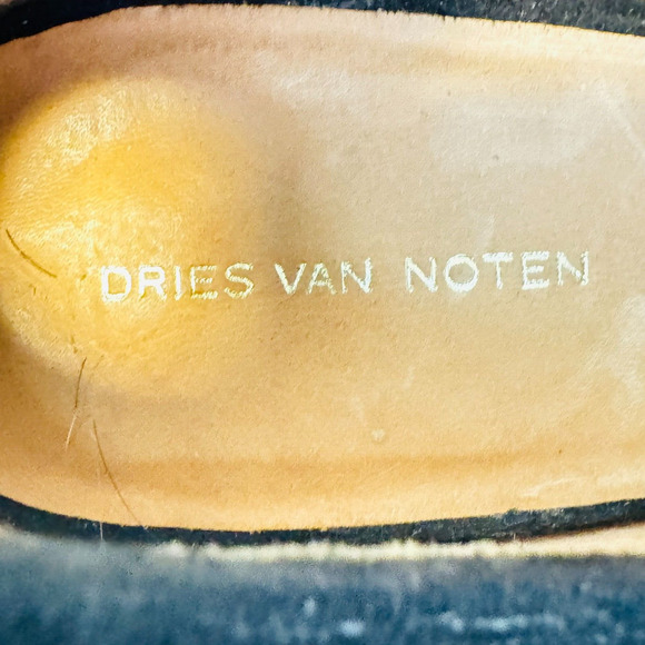 Dries van Noten Shoes Womens 6.5 Black Suede Heels Silver Beaded Chain Stilettos - Picture 10 of 12